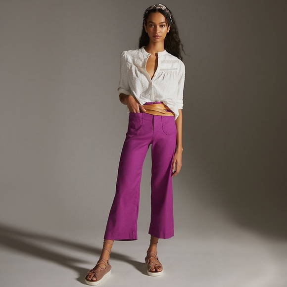 Anthropologie Purple Wide Leg Pants - Picture 1 of 12